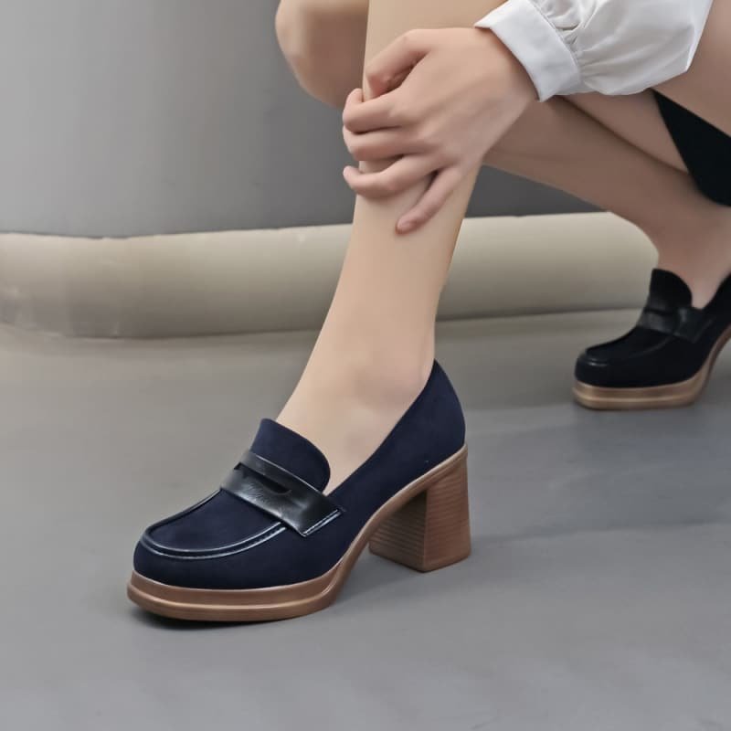 Dany – Derbies à talon Femmes en Bleu.
