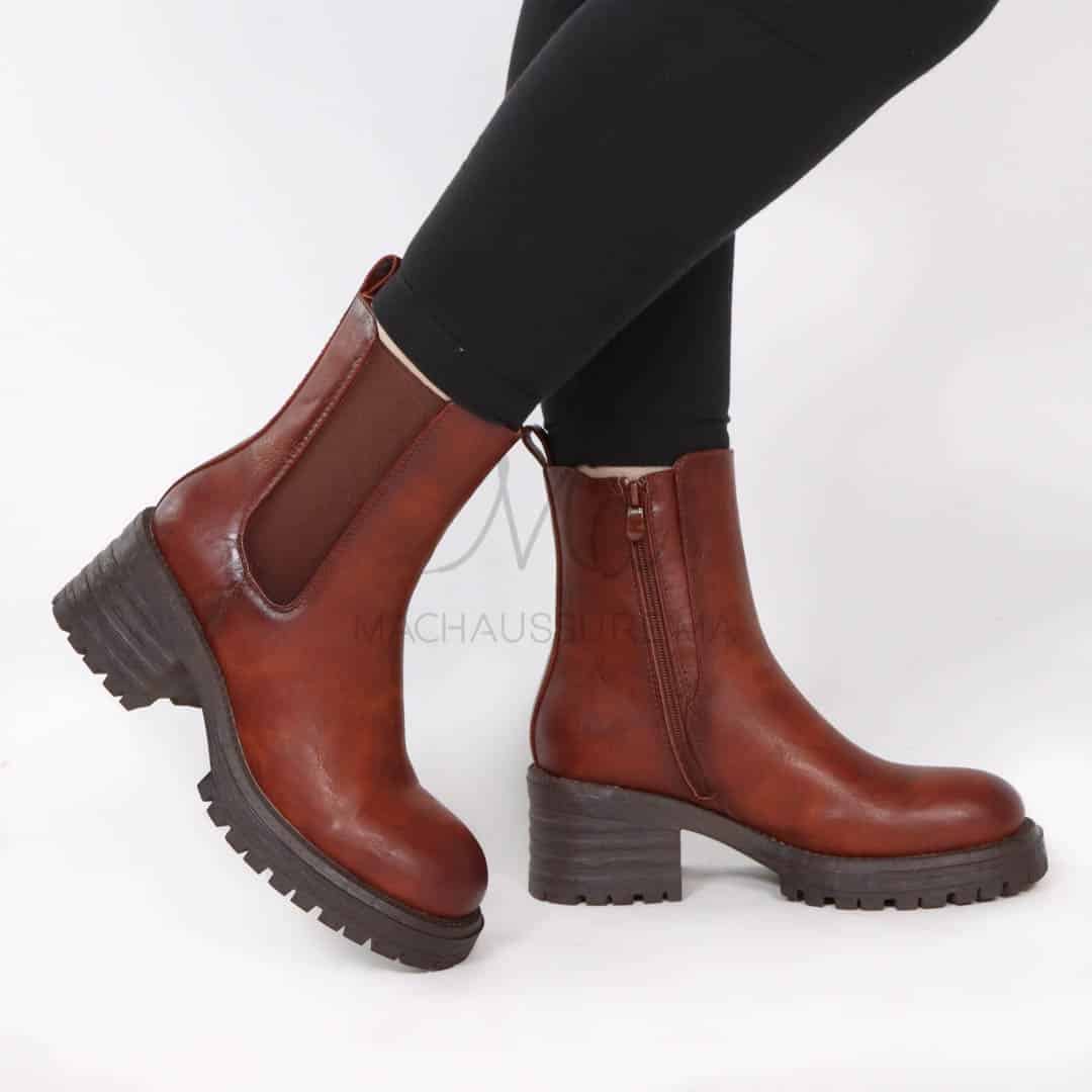 Rebelle – Bottines femmes en Tabac.