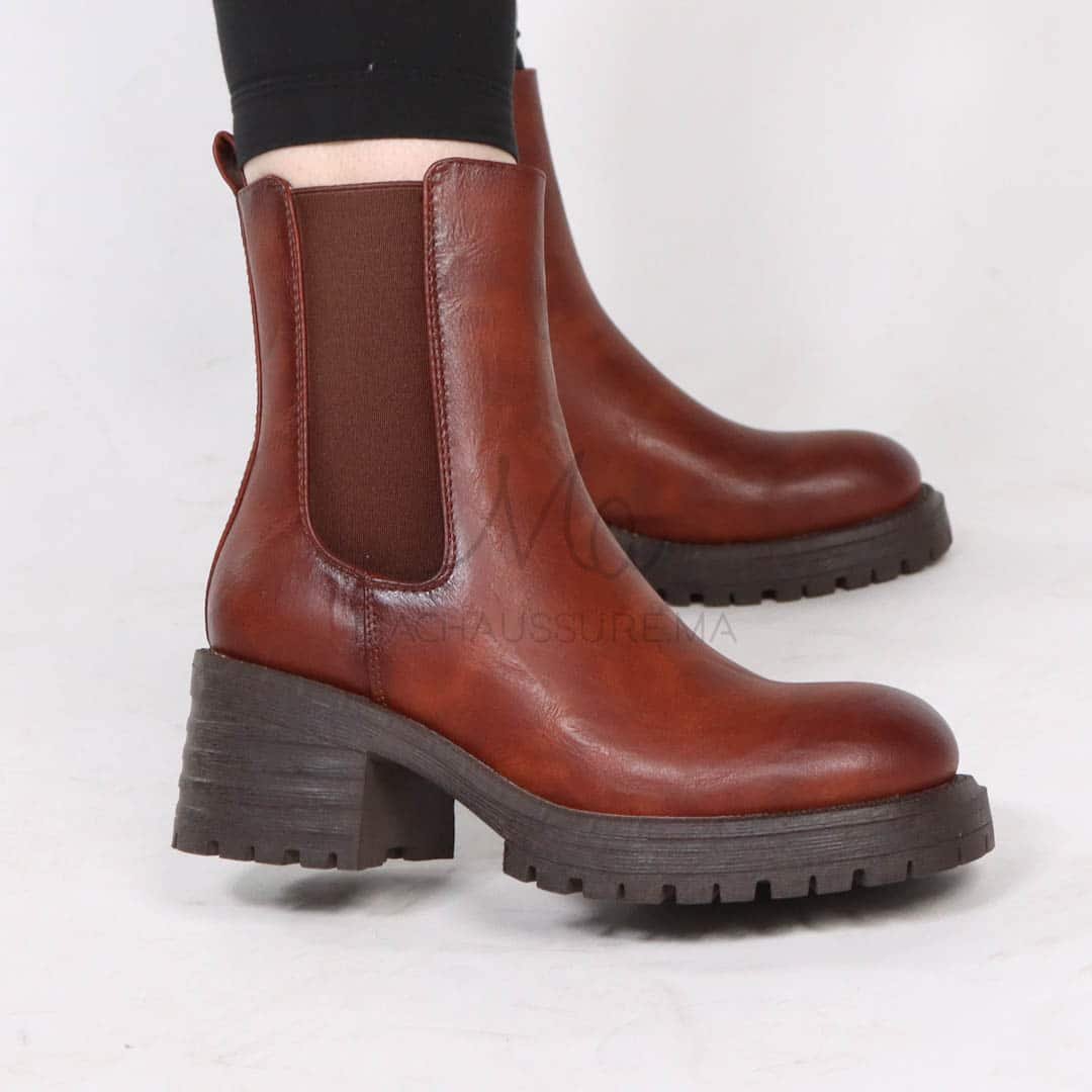 Rebelle – Bottines femmes en Tabac.