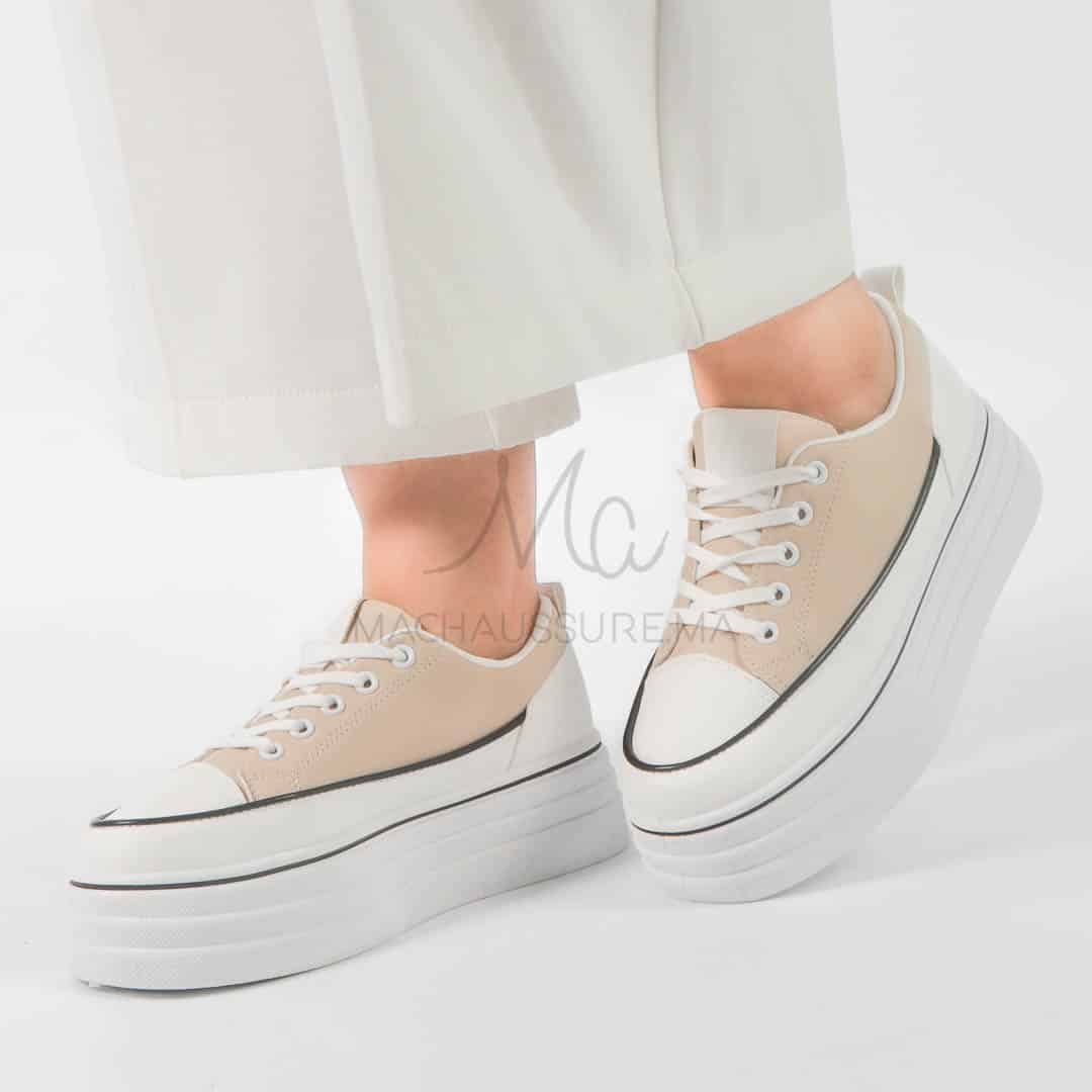 Iolite - Baskets Compensées femmes en Kaki.