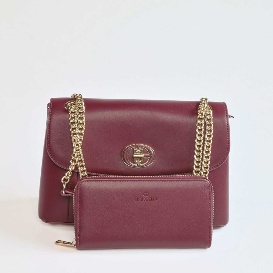 Sac à main en cuir rouge avec chaîne dorée, parfait pour un look chic et sophistiqué..