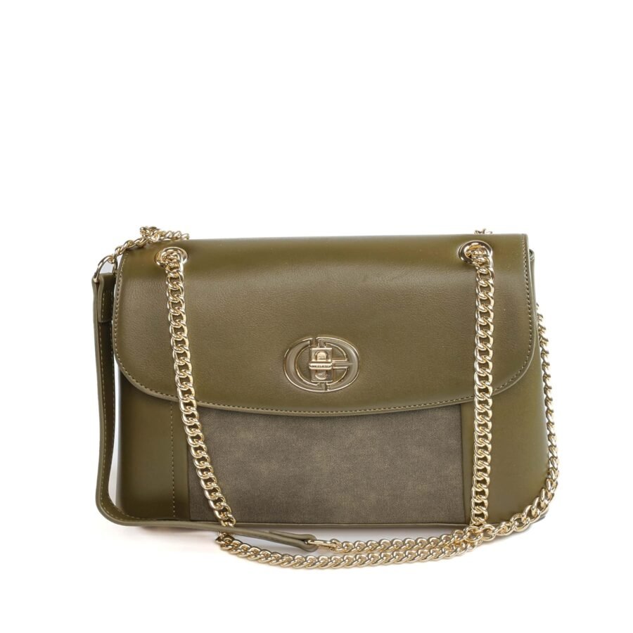 Sac à main en cuir avec chaîne dorée, style élégant et tendance..