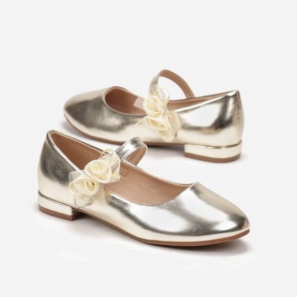 Princess – Ballerines Fille à mini talon en Doré.