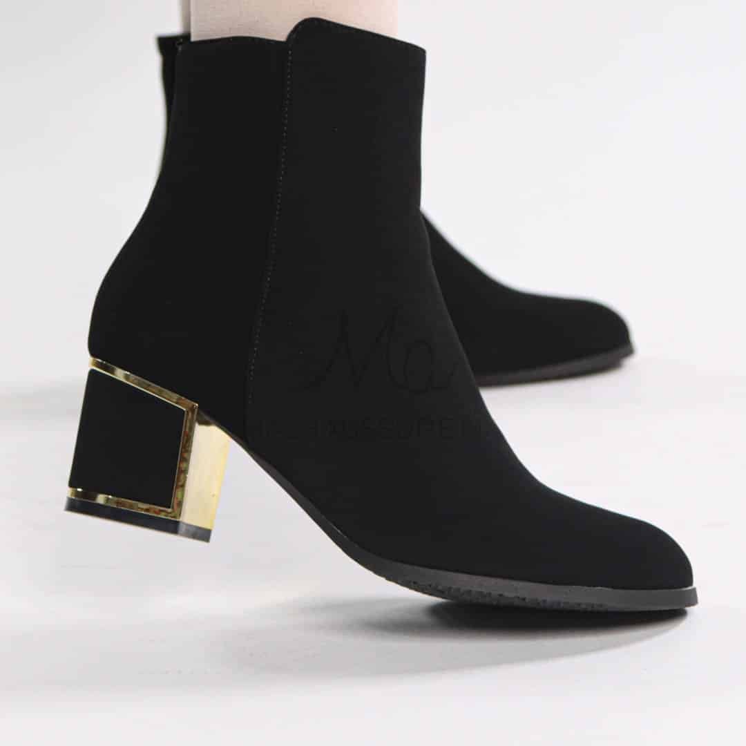 MINA – Bottines à talon en Noir.