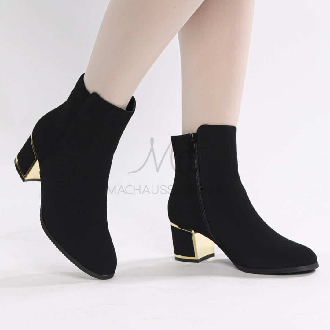 MINA – Bottines à talon en Noir.