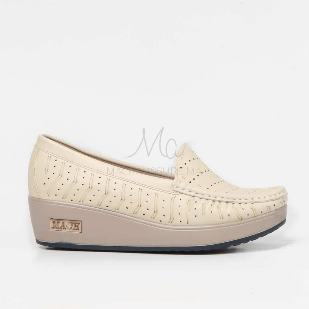 Mocassins Compensées en Beige.
