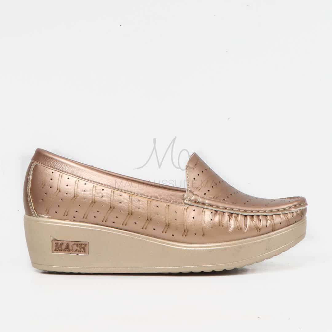 Mocassins Compensées en Bronze.