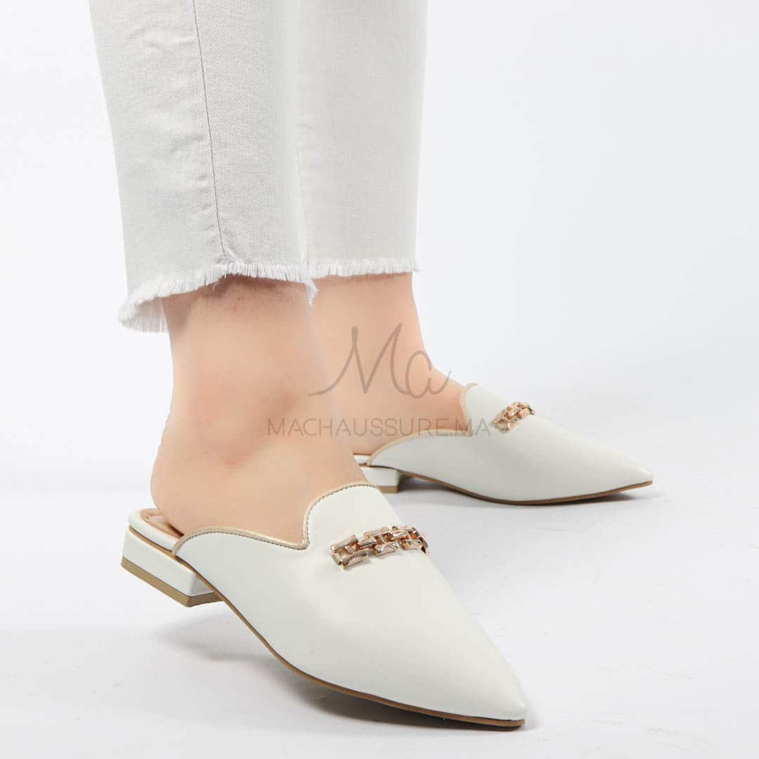ANJA – Mules Femmes en Blanc.
