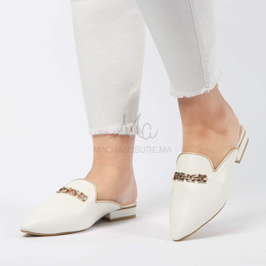 ANJA – Mules Femmes en Blanc.