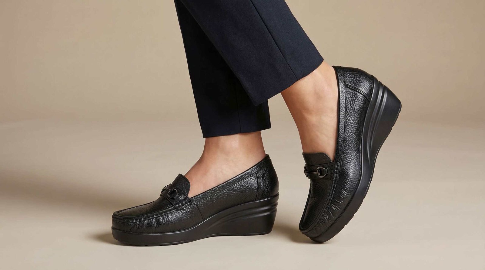 Nova – Mocassins compensées en Noir.