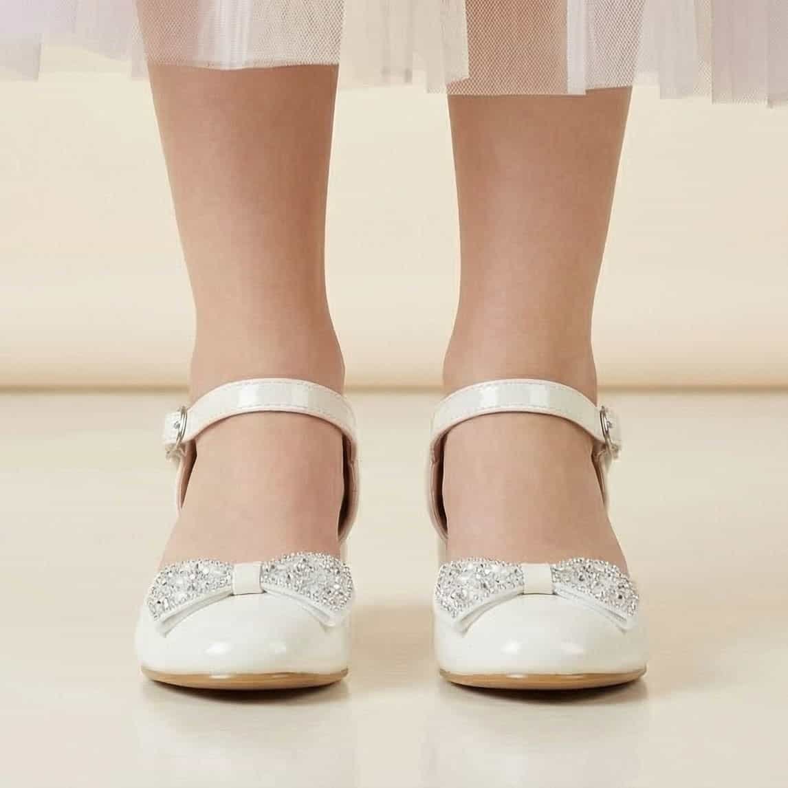 Sweet Heart – Ballerines Fille à talon en Blanc.