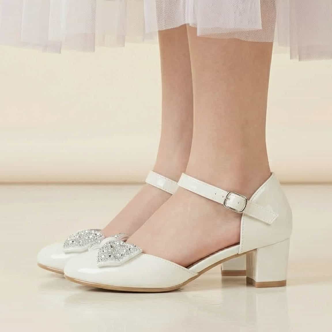 Sweet Heart – Ballerines Fille à talon en Blanc.