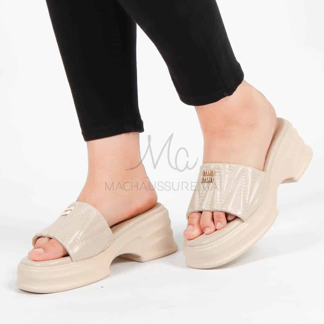 Fiesta – Sandales compensées en Beige.