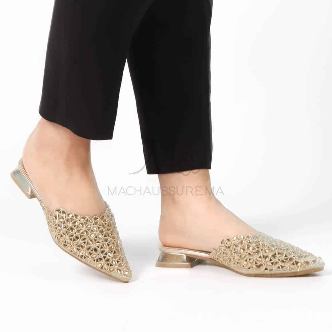 Inas – Mules femmes en Doré.