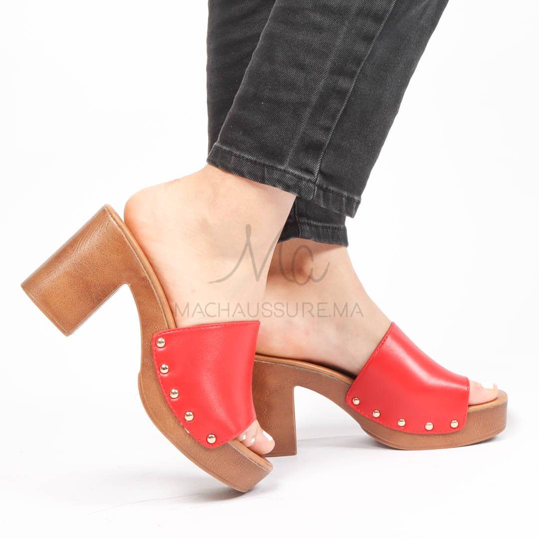 Orion – Sandales à talon en Rouge.
