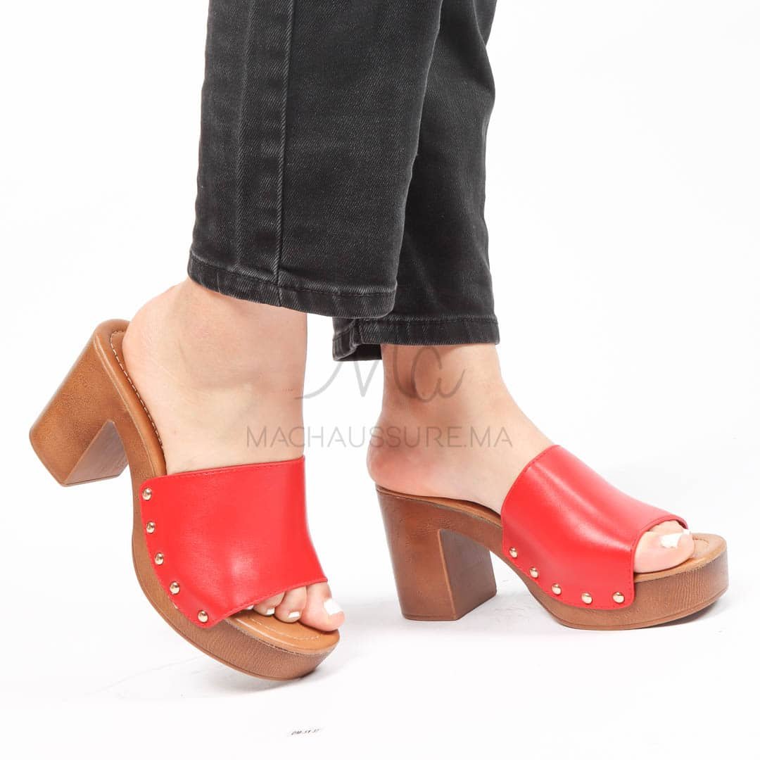 Orion – Sandales à talon en Rouge.