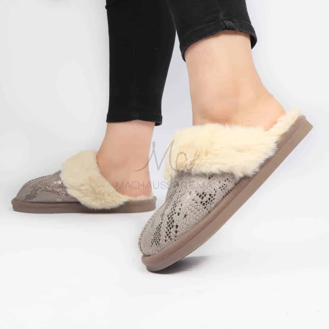 Skylar - Pantoufle en Gris.