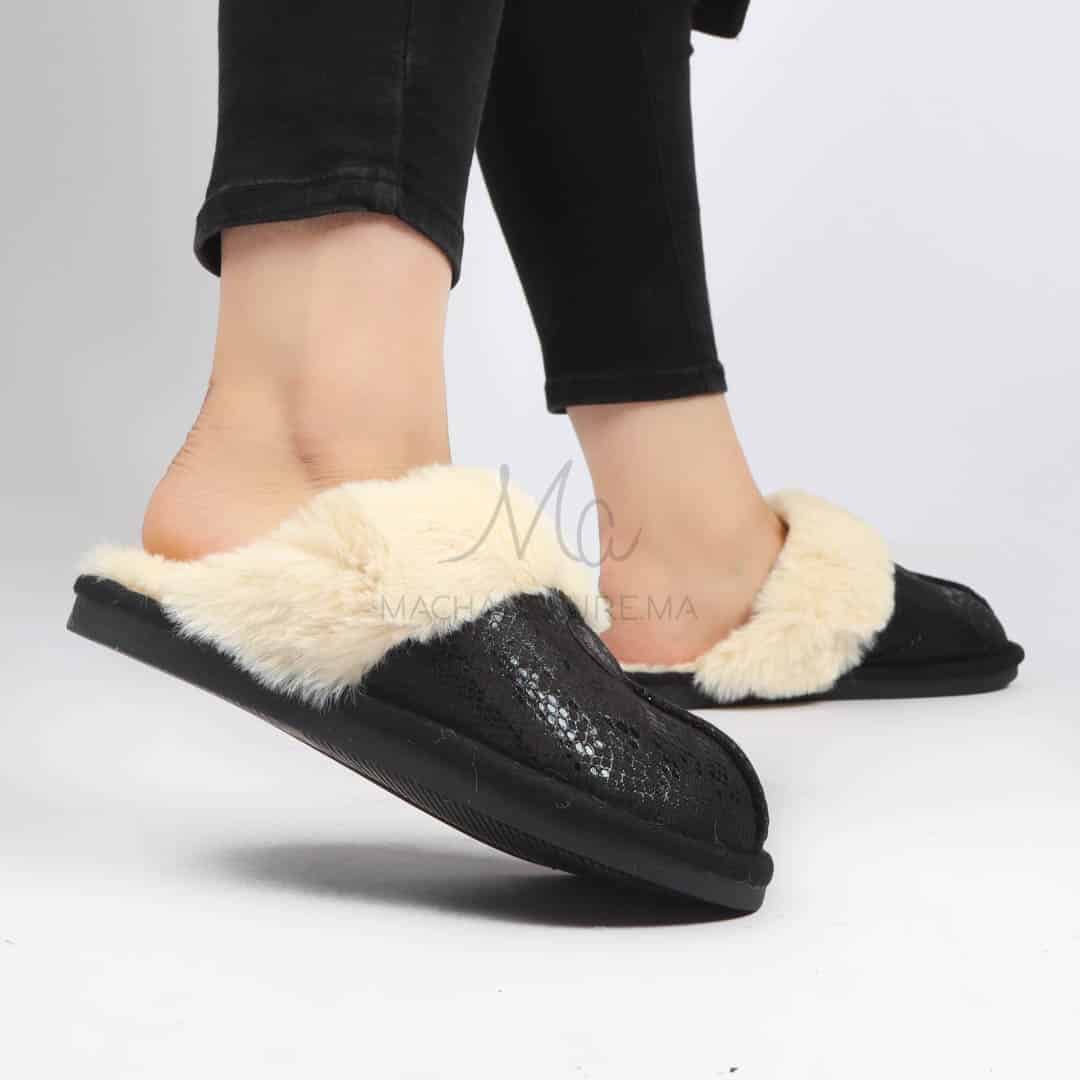 Skylar - Pantoufle en Noir.