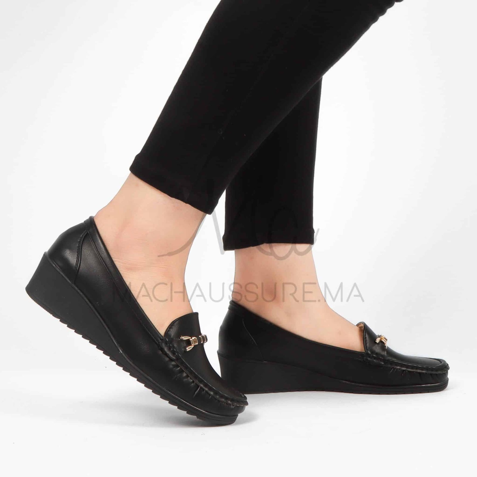 Seigneuresse – Mocasins Femmes en Noir.