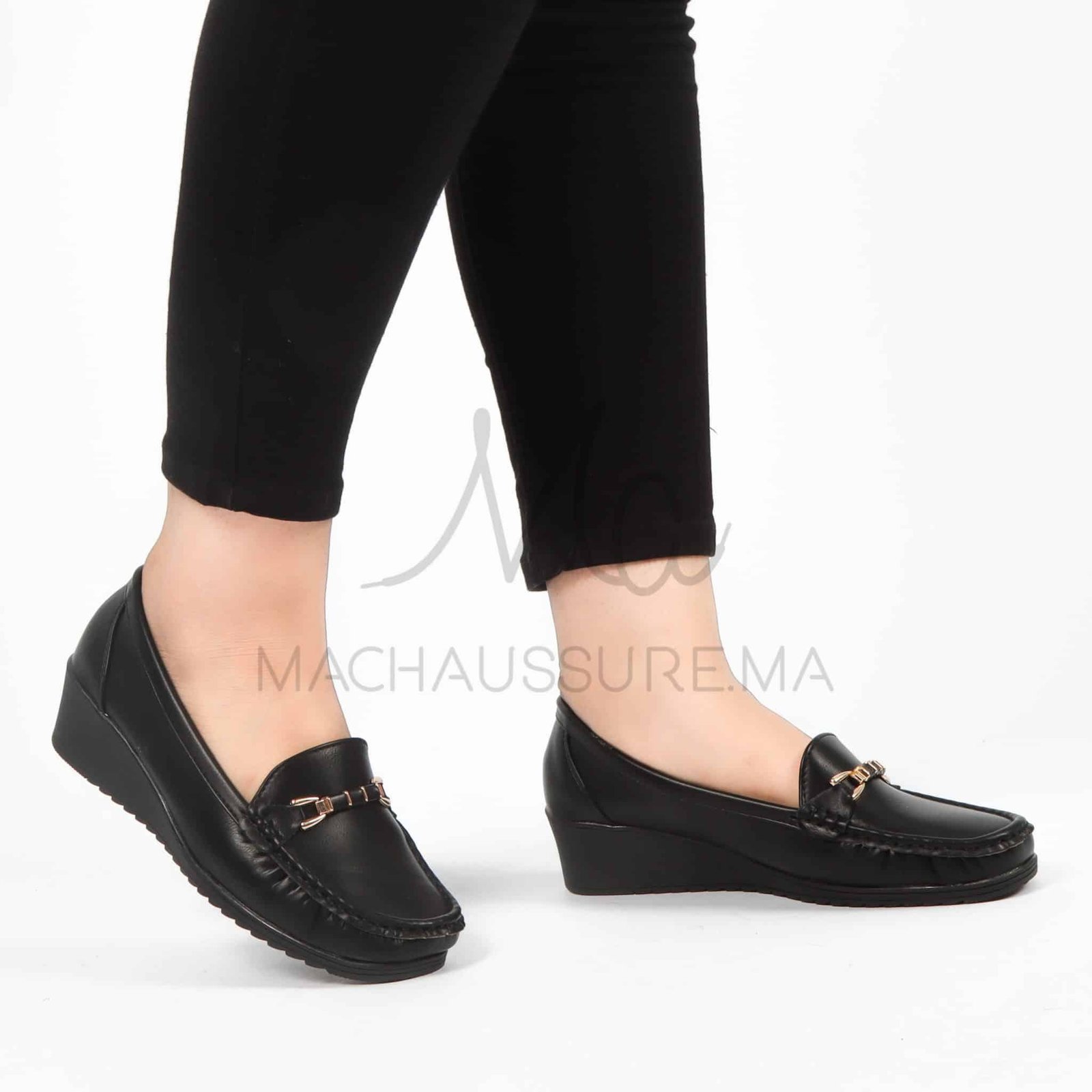 Seigneuresse – Mocasins Femmes en Noir.