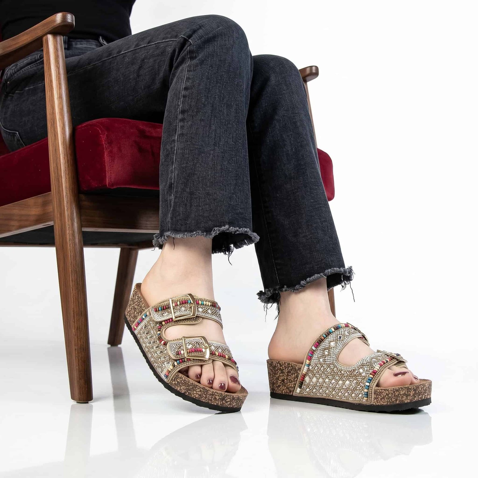 Pavot – Sandales Compensées en Beige.