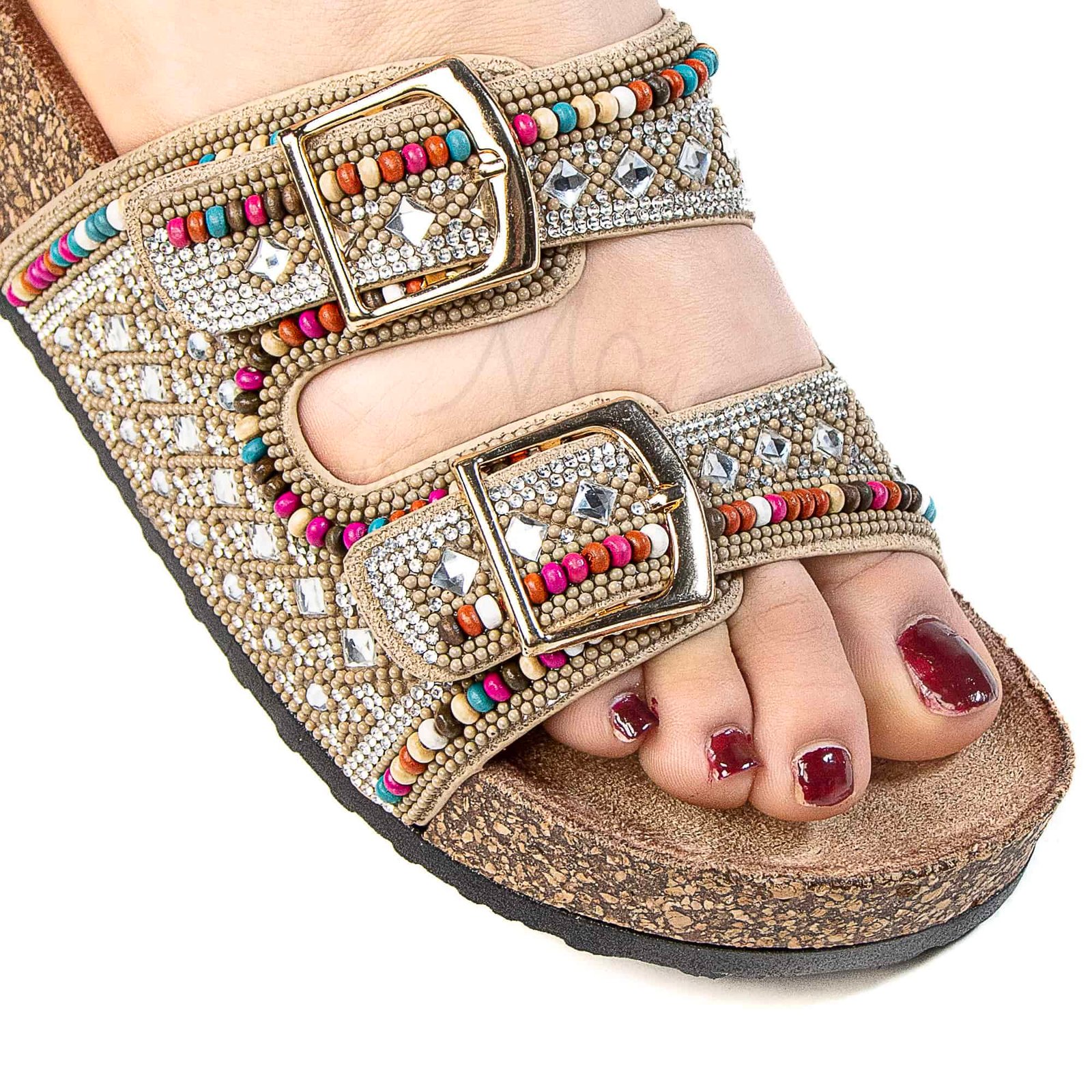 Pavot – Sandales Compensées en Beige.