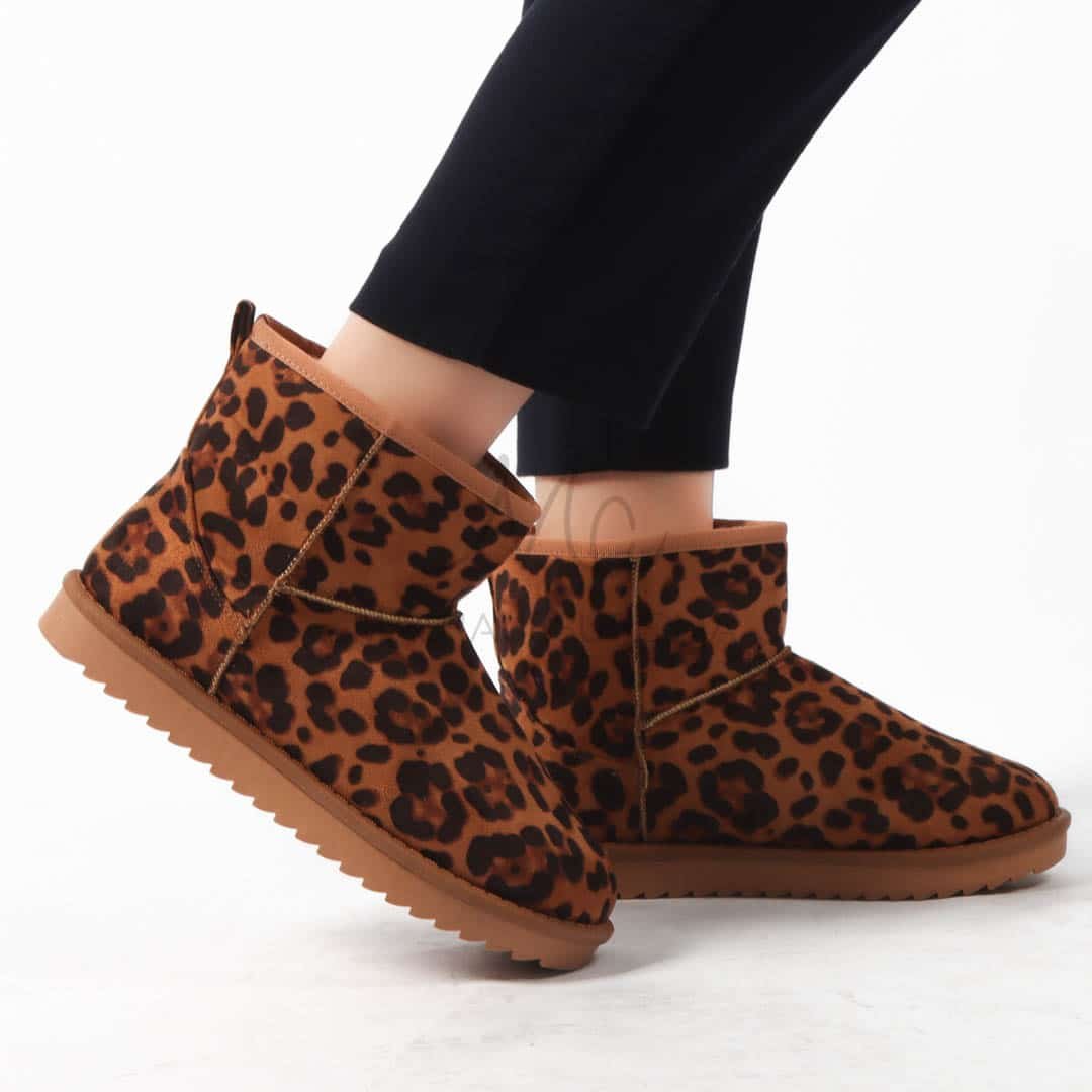 Caribou - Bottines à mini plateforme en Léopard.