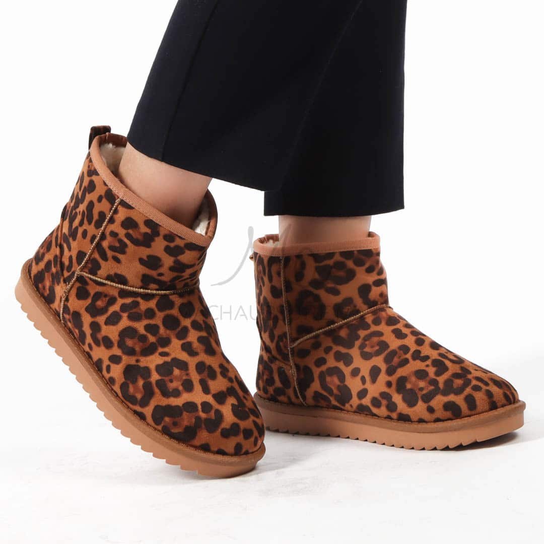 Caribou - Bottines à mini plateforme en Léopard.