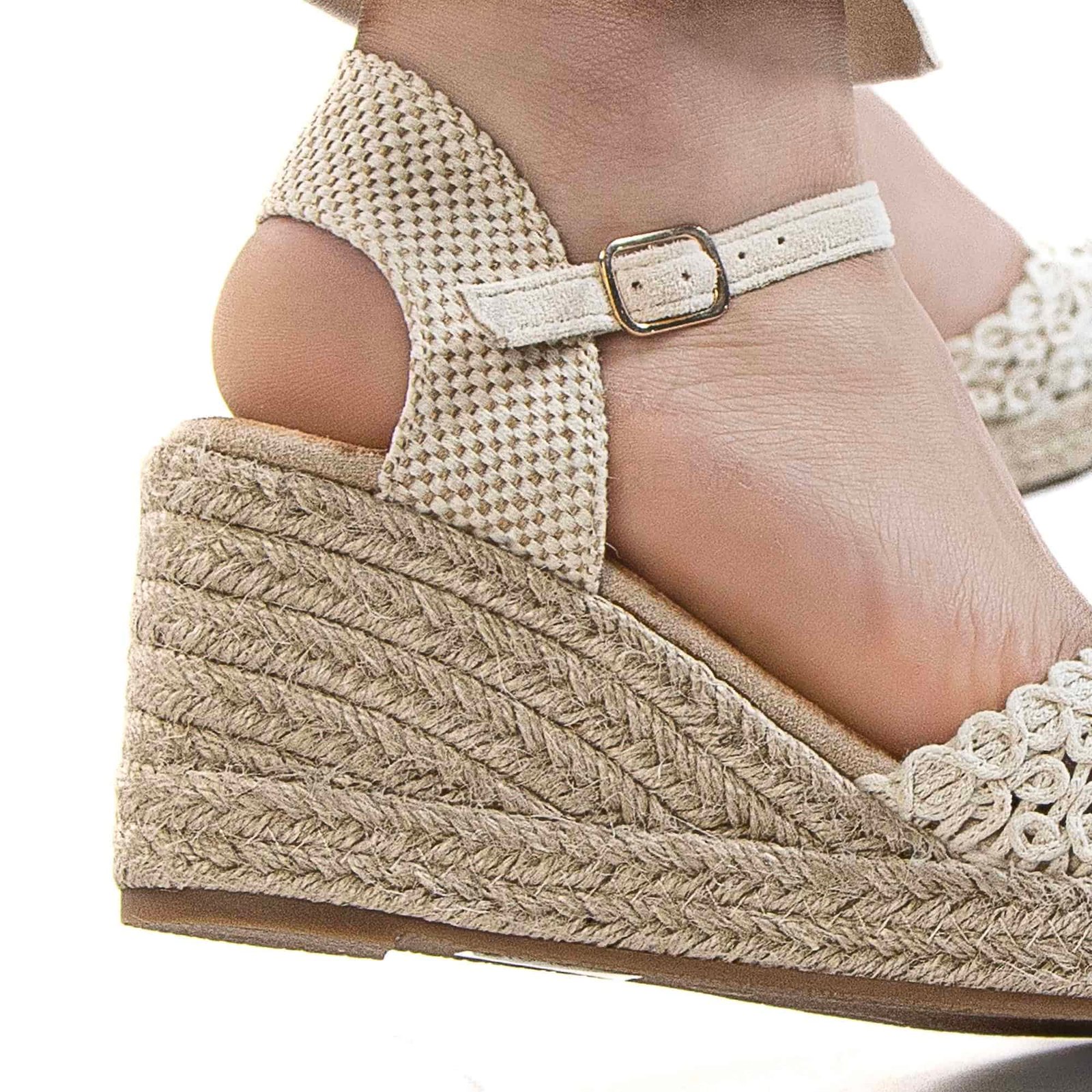 Coastal – Sandales compensées en Beige.