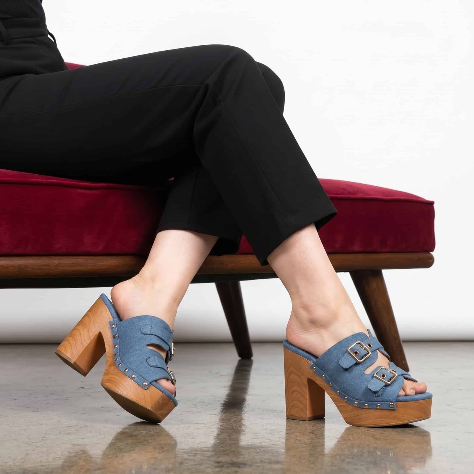 Ortensia - Sandales à talon en Jeans.