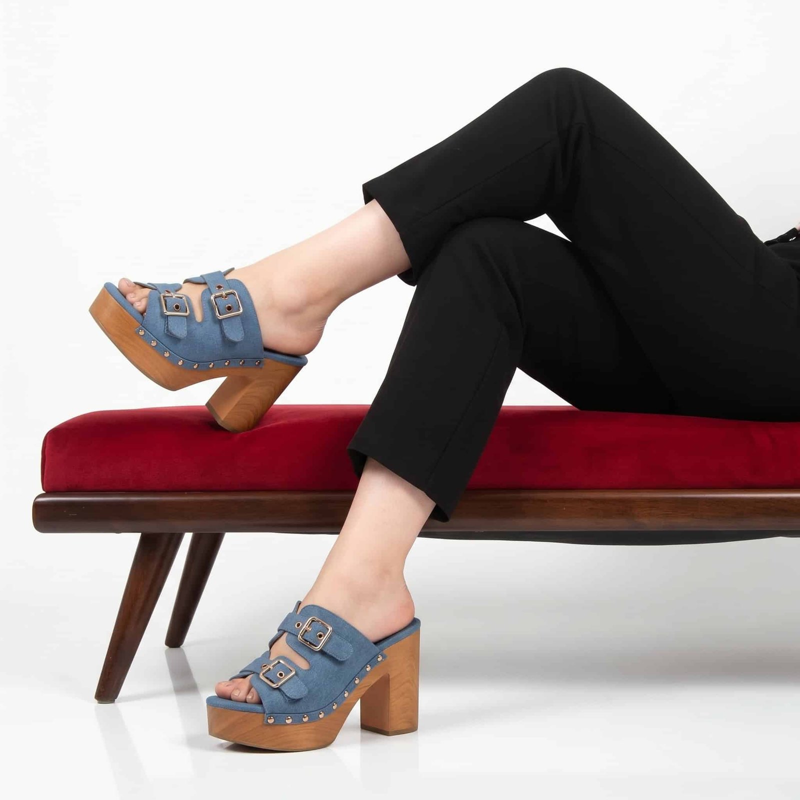 Ortensia - Sandales à talon en Jeans.