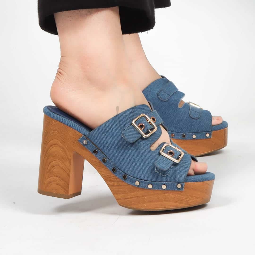 Ortensia - Sandales à talon en Jeans.