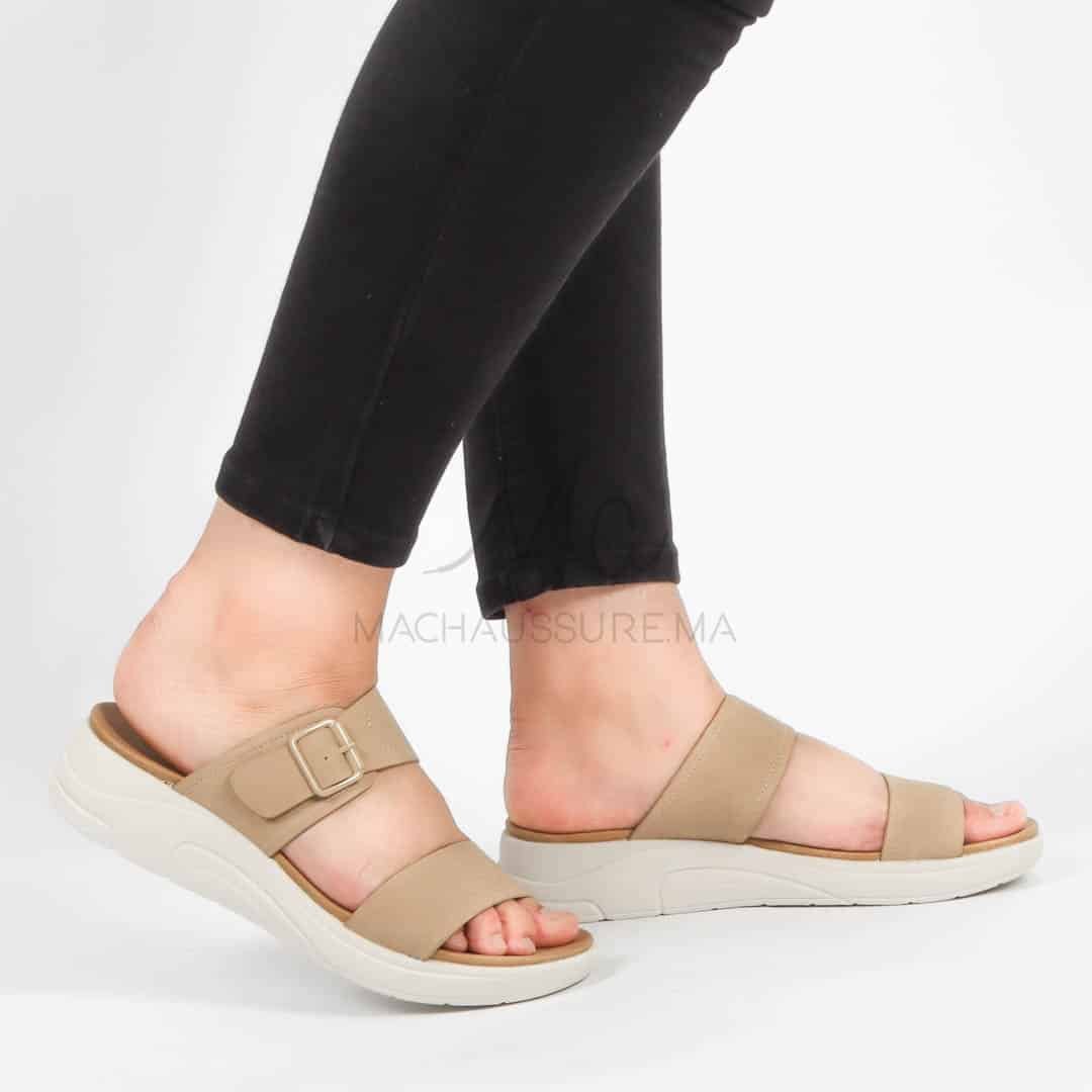 Erable – Sandales confortables en Beige.