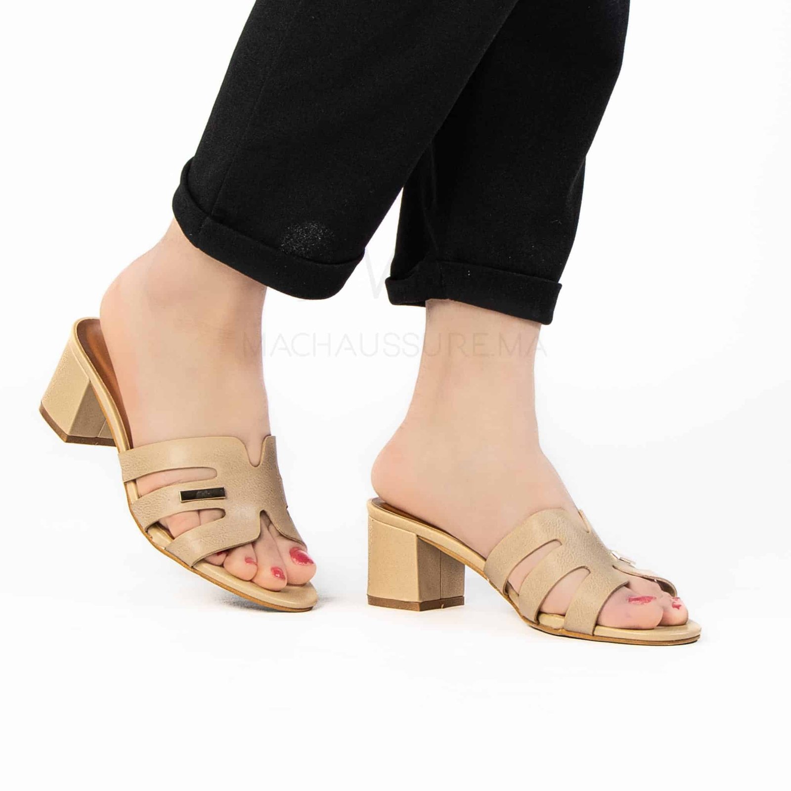 Elixir – Sandales demi talon en Abricot.