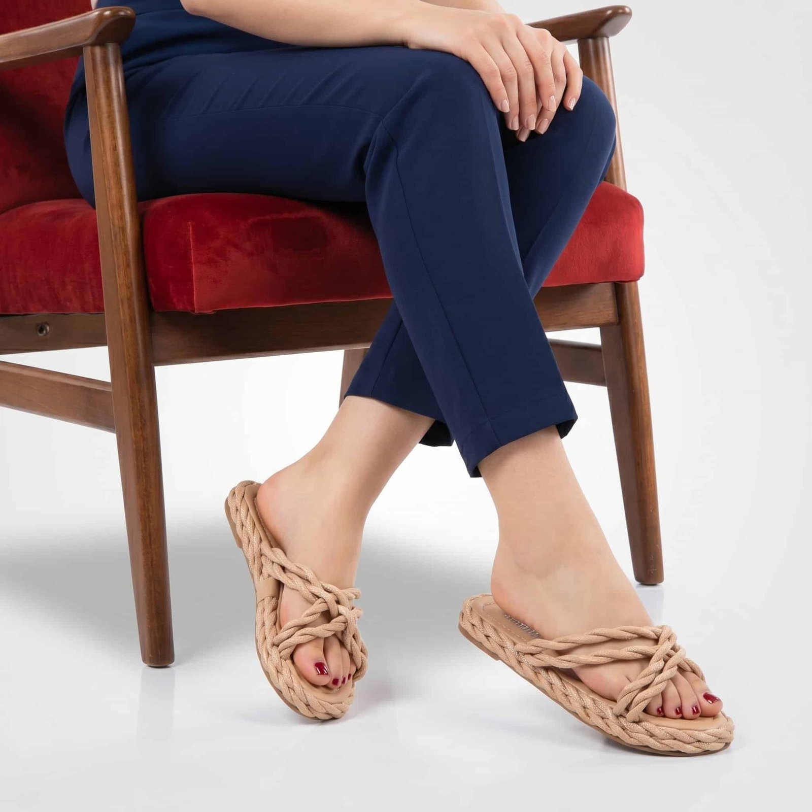 Woven - Sandales plates en Kaki.