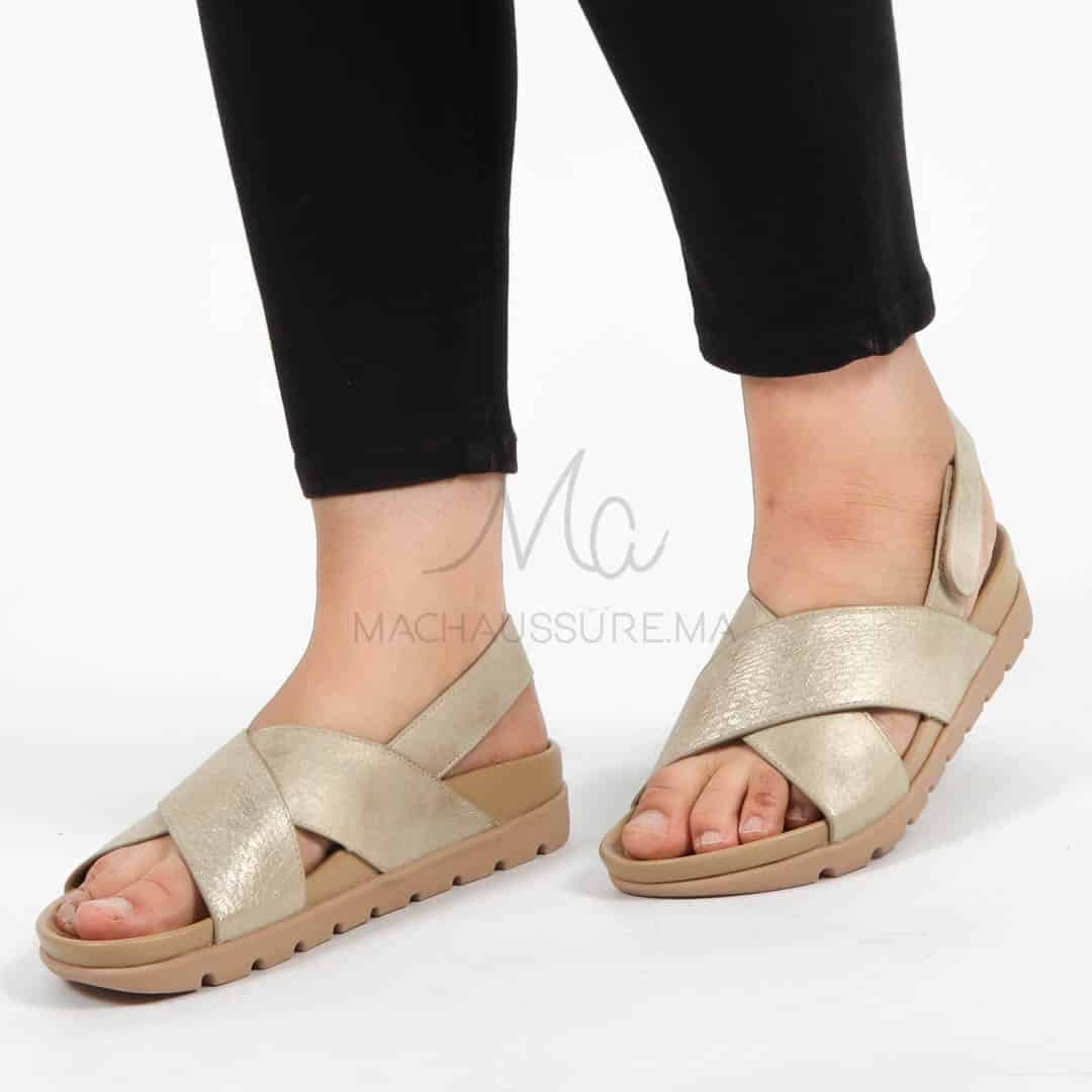 Orme – Sandales confortables en Doré.