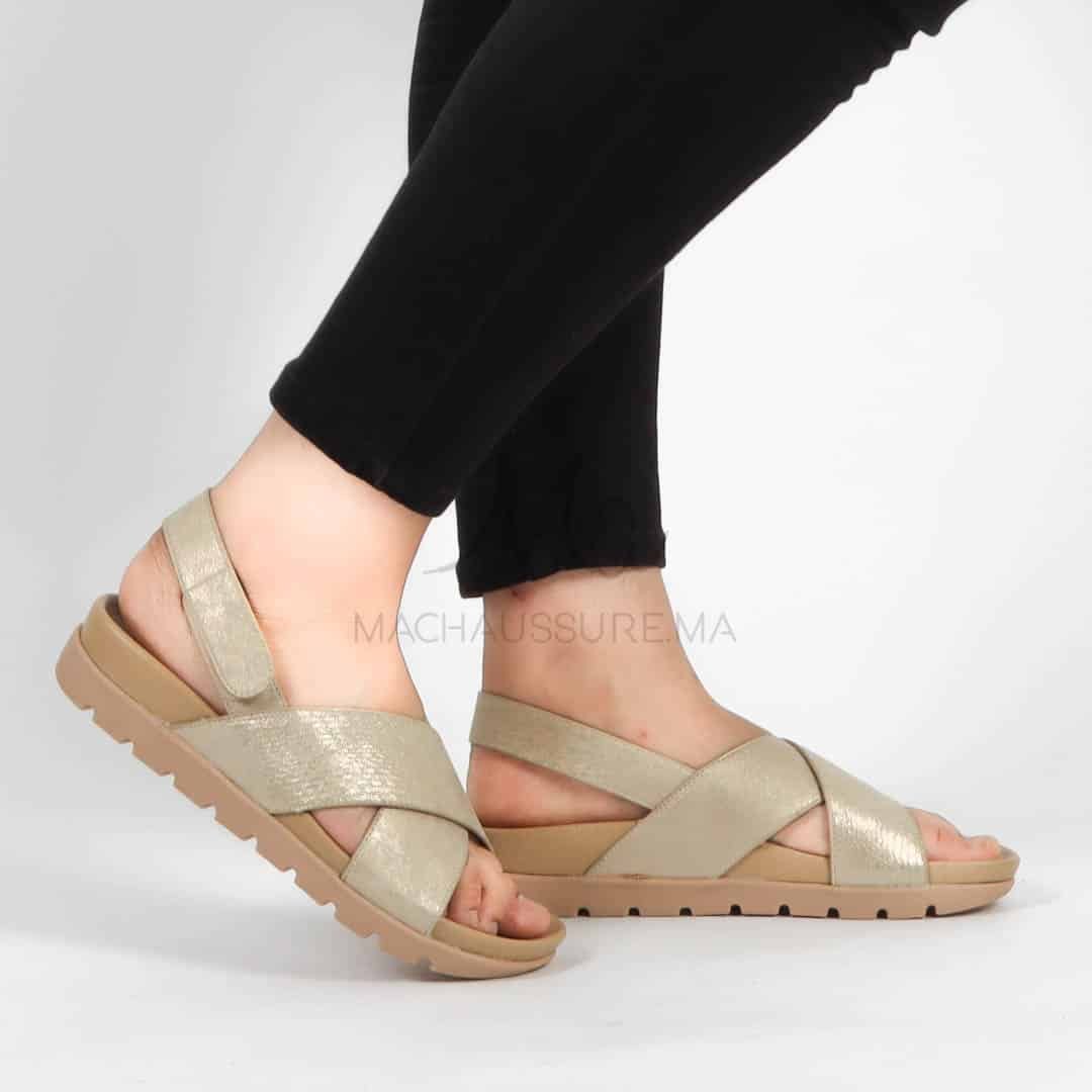 Orme – Sandales confortables en Doré.