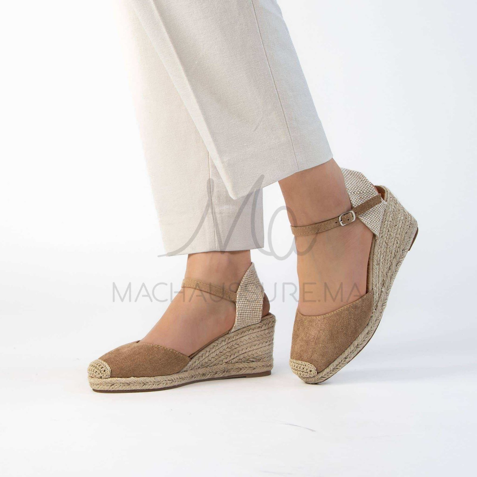 Bella Corda – Sandales compensées en Kaki.