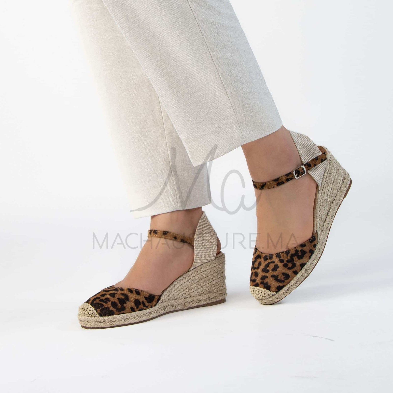 Bella Corda – Sandales compensées en Leopard.