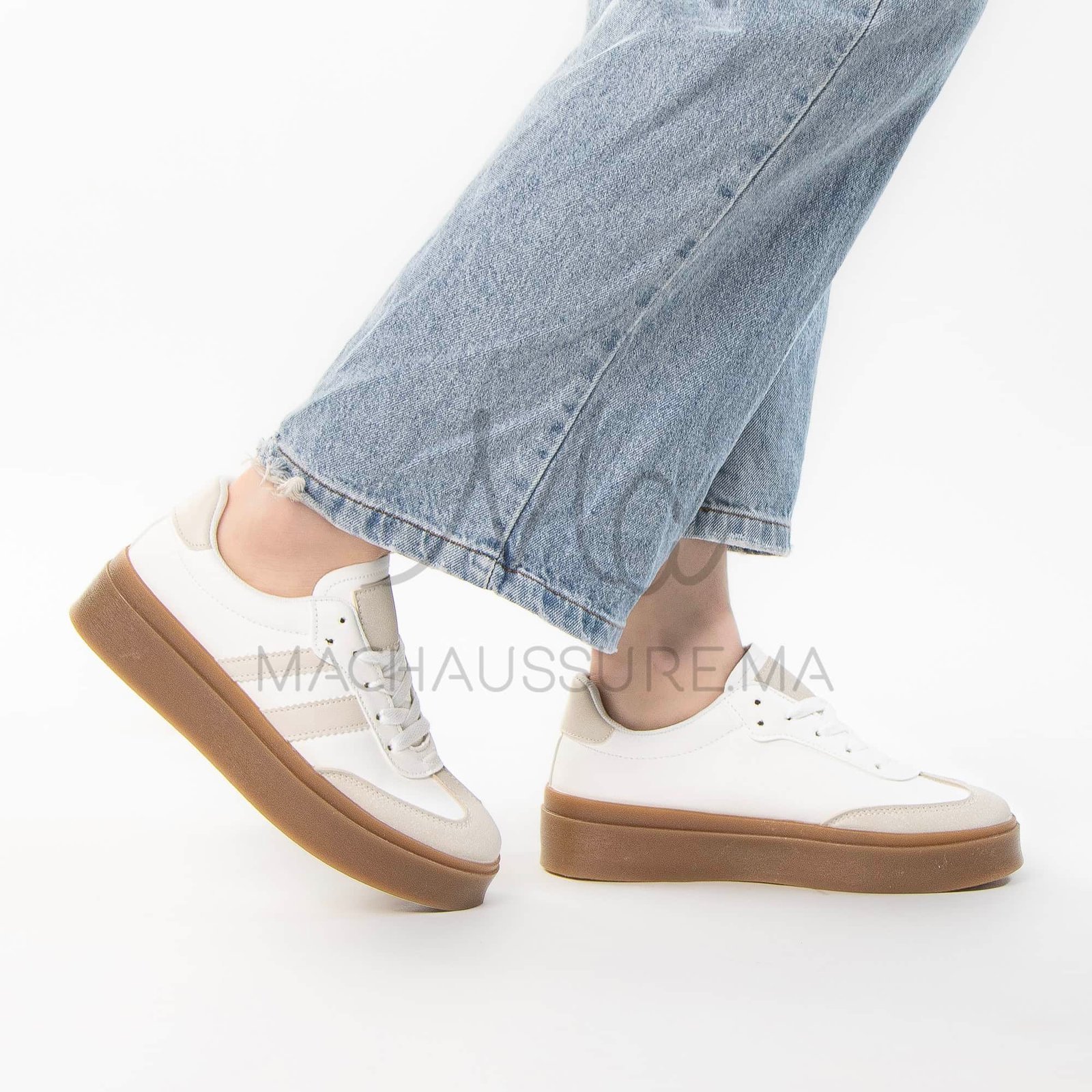 Solaro – Baskets à plateforme en Beige.