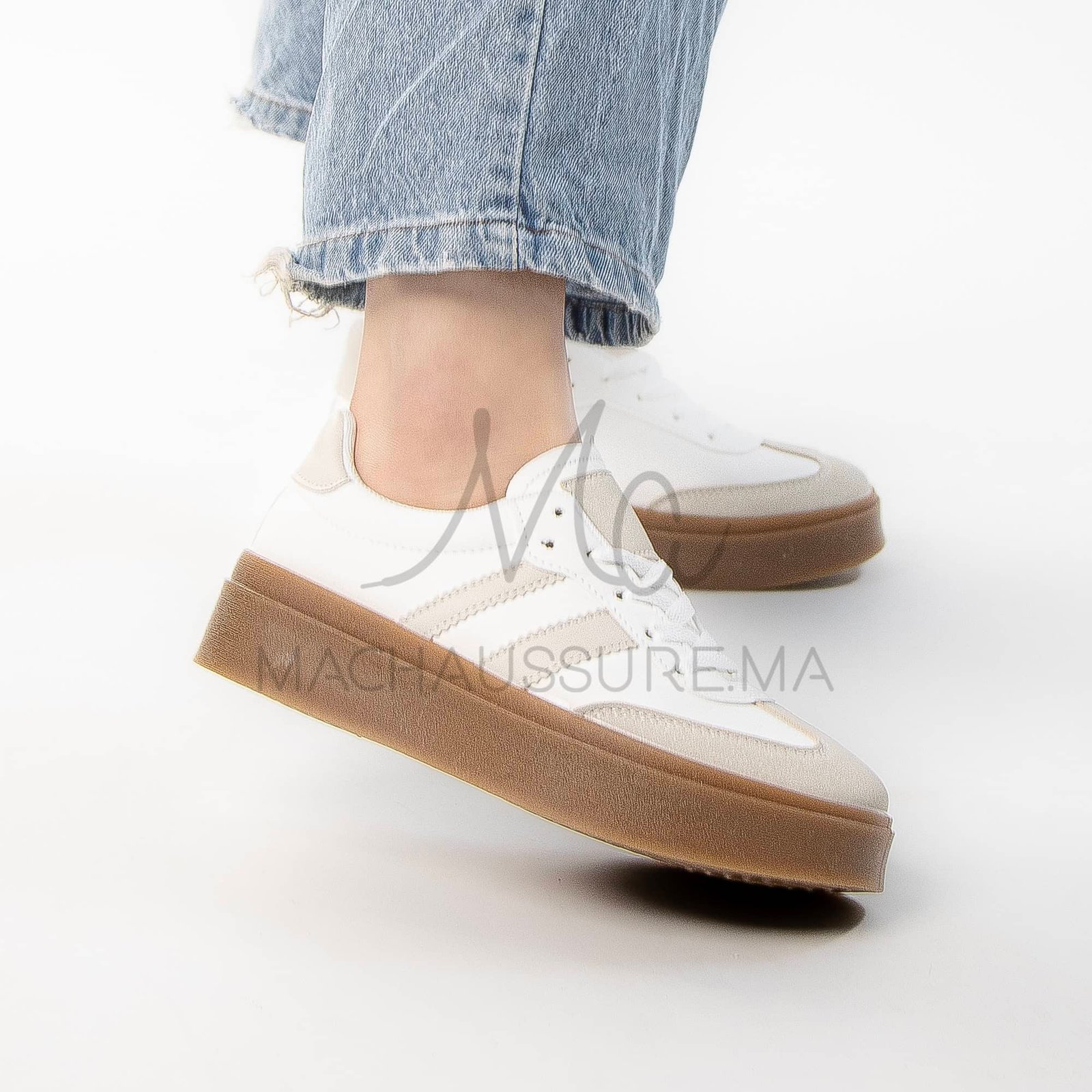 Solaro – Baskets à plateforme en Beige.
