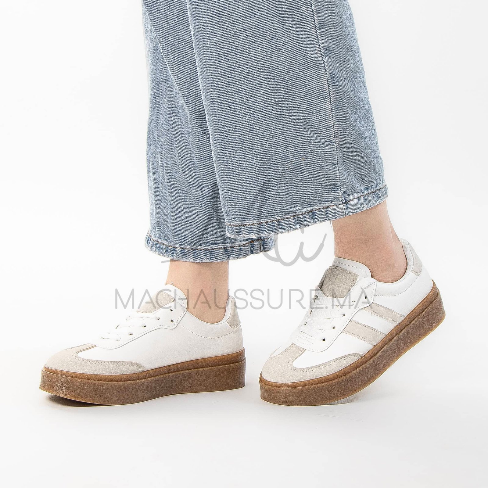 Solaro – Baskets à plateforme en Beige.