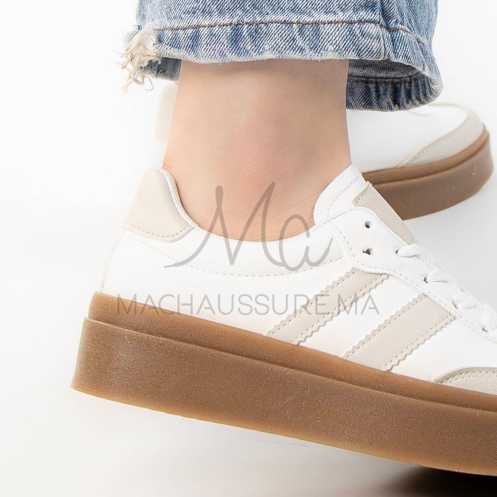 Solaro – Baskets à plateforme en Beige.