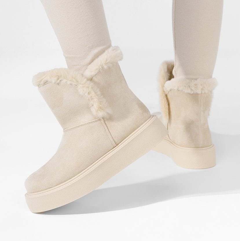 Imelil – Bottines col fourrure en Beige.