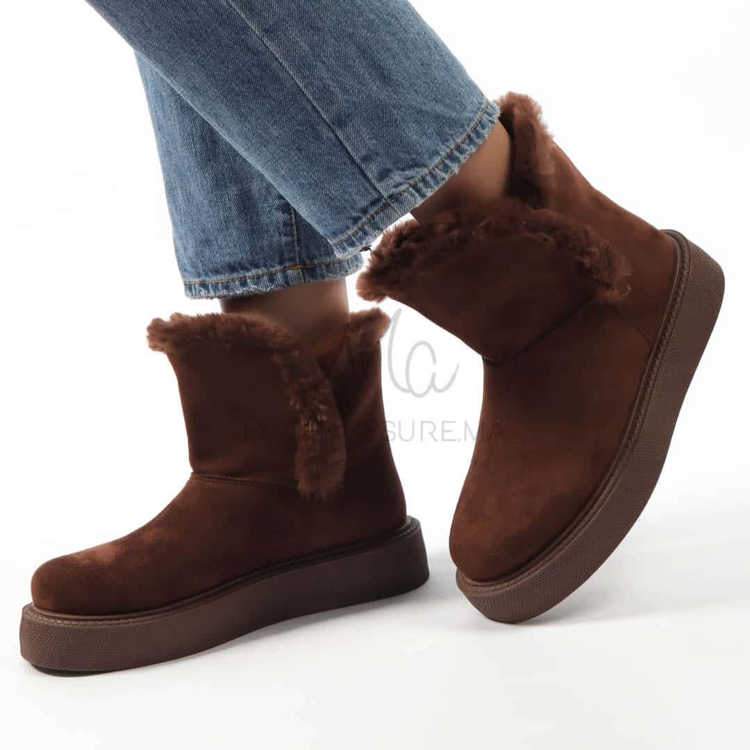 Imelil – Bottines col fourrure en Marron.