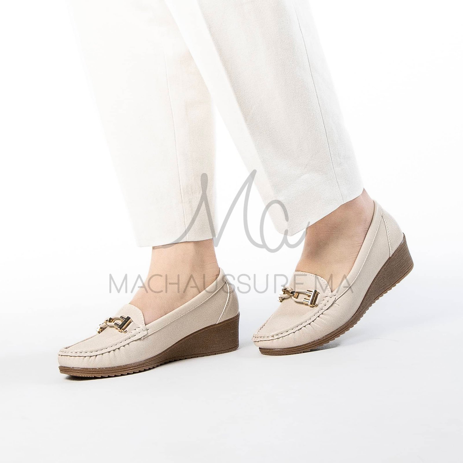 Sublimoc – Mocassins compensées en Beige.