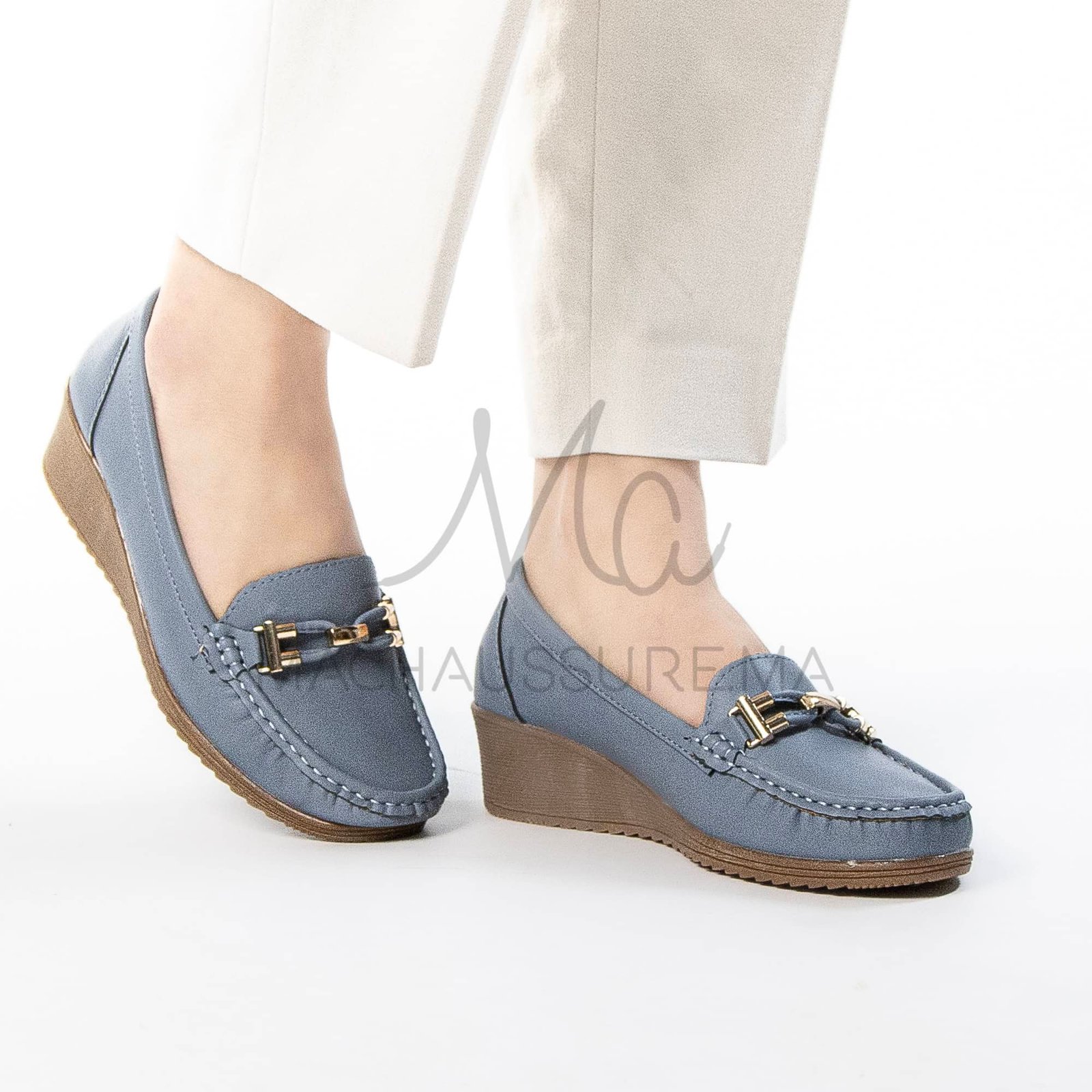 Sublimoc – Mocassins compensées en Bleuciel.
