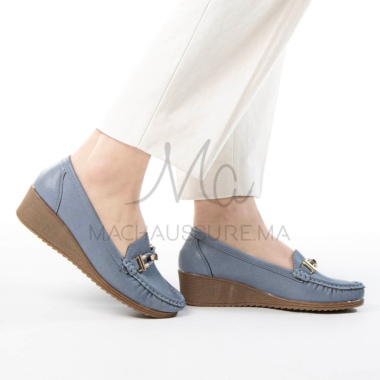 Sublimoc – Mocassins compensées en Bleuciel.