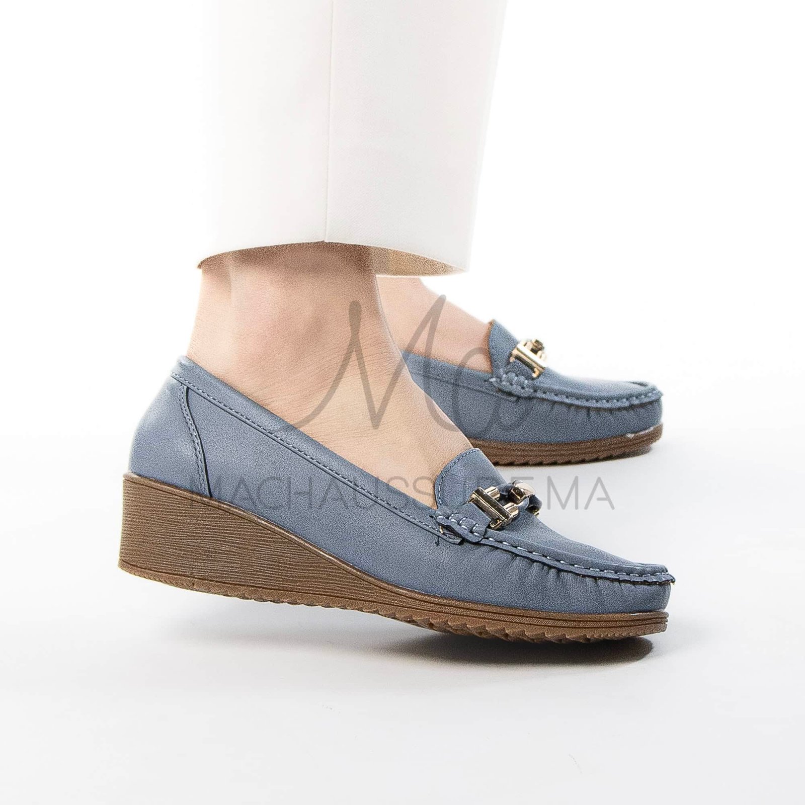 Sublimoc – Mocassins compensées en Bleuciel.