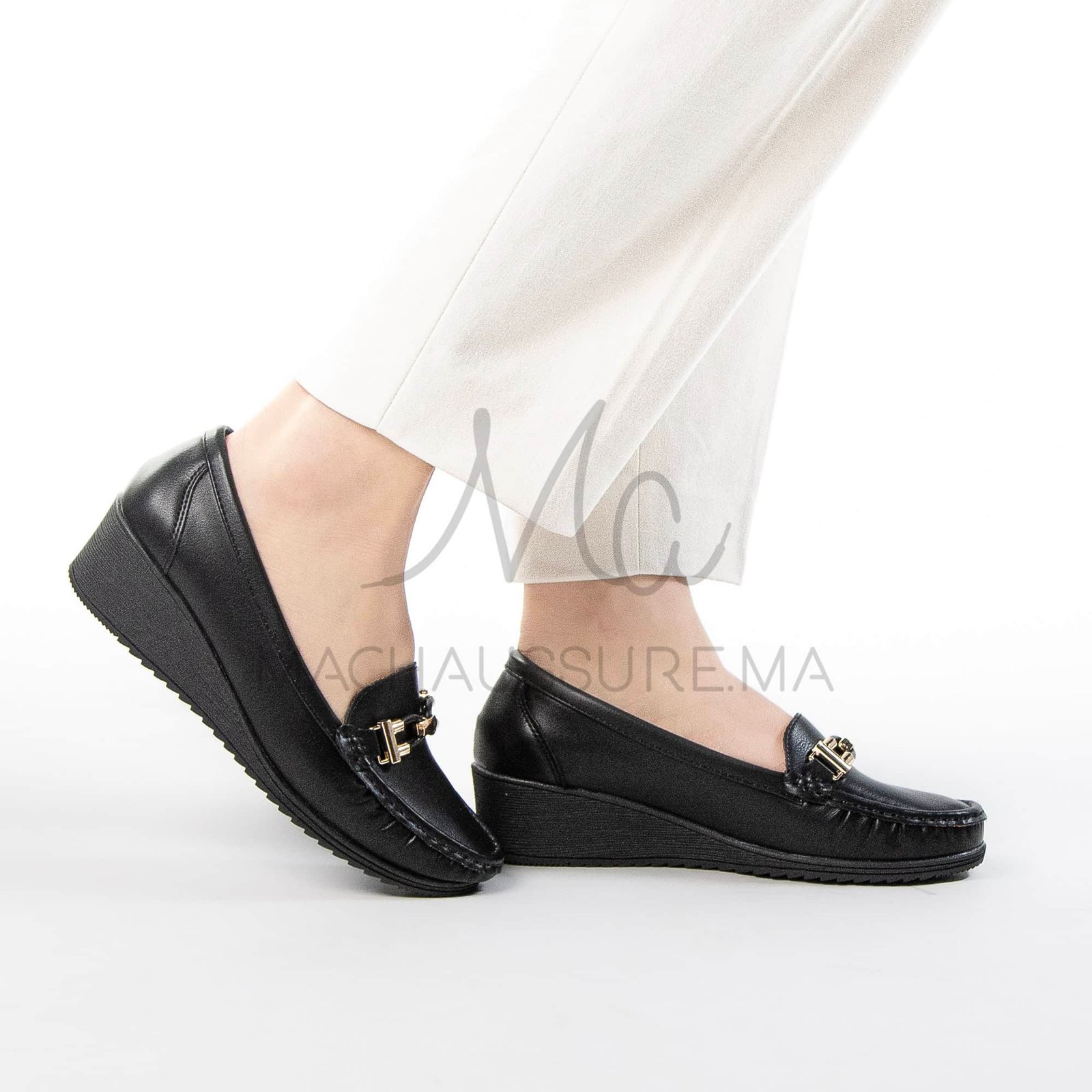 Sublimoc – Mocassins compensées en Noir.